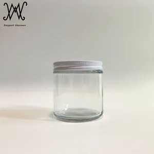 16Oz 500Ml Straight Sided Round Glass Thực Phẩm Lưu Trữ Mason Jar Với Kim Loại Màu Trắng Tin Nắp