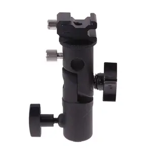 E Type Universal Metal Flash Hot Shoe Speedlite Umbrella Holder Light Stand Bracket with 1/4" to 3/8" Screw Mount