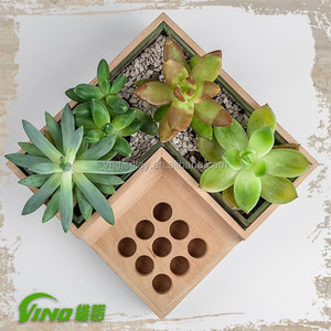 Organizador multiusos de madera natural para almacenamiento de escritorio para exhibir artículos y organizar suministros de oficina y plantas - Product Image 3