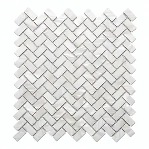 Mosaic Tile Hot-sale Natural White Herringbone Mosaic Tile Mother Of Pearl Shell