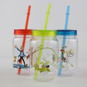 Bình Mason Hình Tròn Với Ống Hút Nhựa. 18 Oz. Mỗi Người. Kính Uống Thời Trang Cũ-Gói 4. - Product Image 3