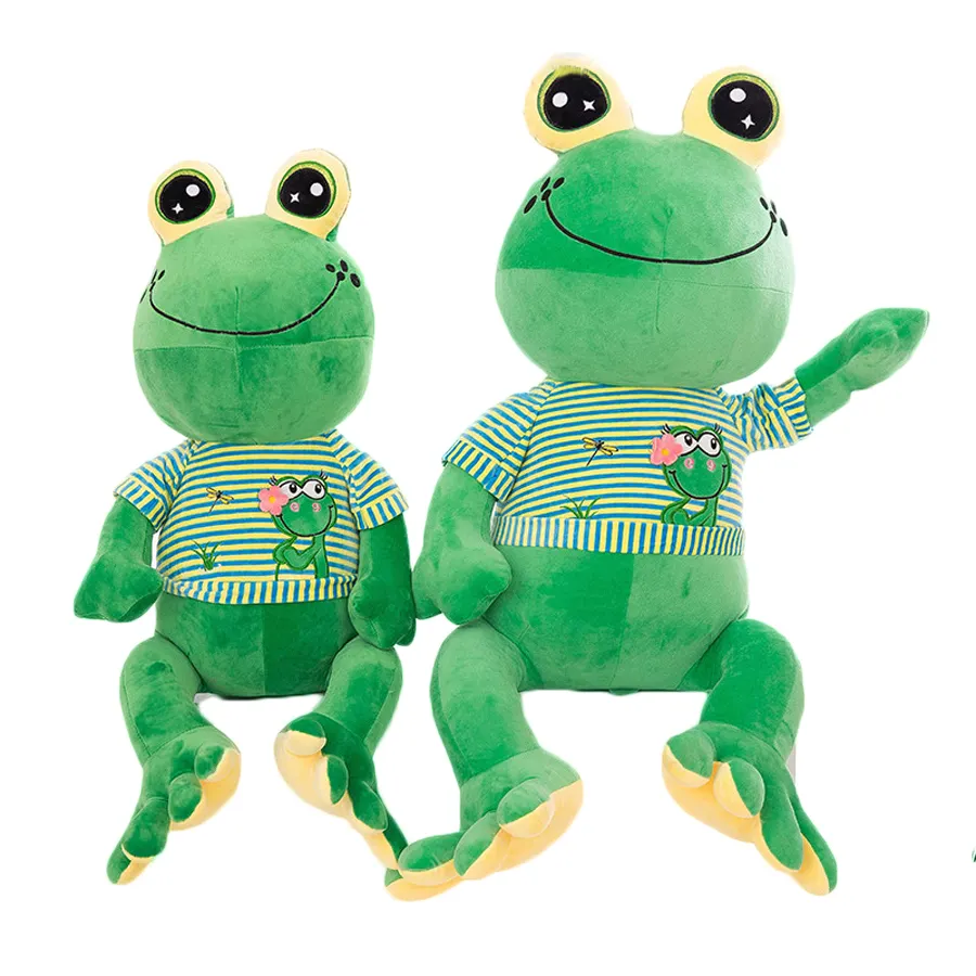 Frogas de pelúcia de desenho animado verde, brinquedo grande de pelúcia fofo com animal para crianças, boneca peluche, presente de aniversário, brinquedos para crianças