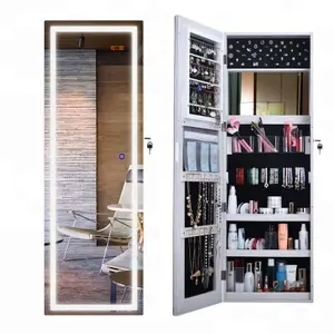 Bedroom wall mounted dressing floor standing LED rotating mirror jewelry cabinet over the door jewelry armoire mirror cabinet