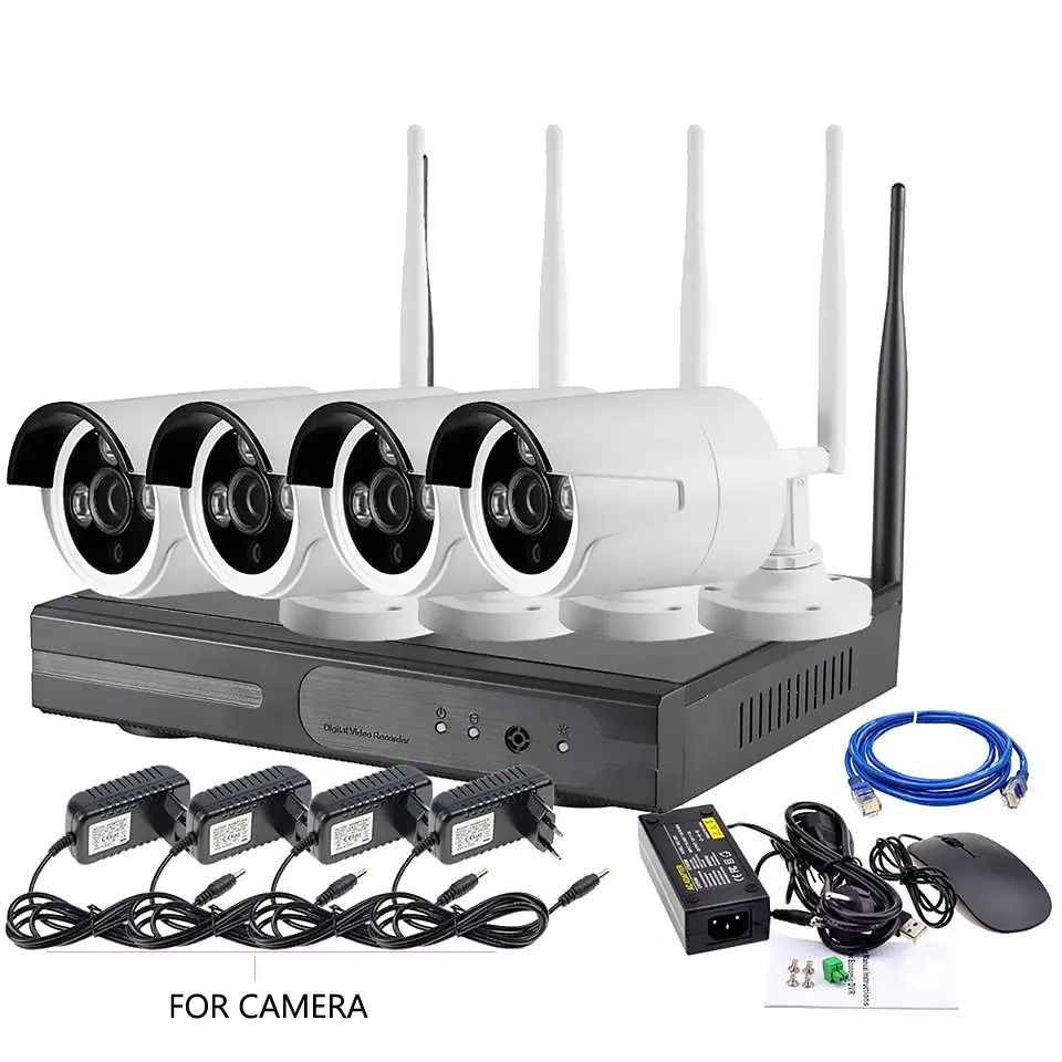 도매 4ch 1080p 무선 CCTV 와이파이 p2p 클라우드 NVR 키트 야간 및 방수 ip 카메라 nvr