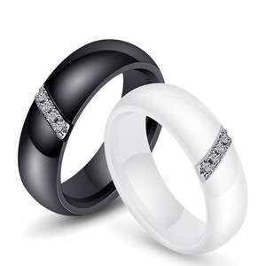 ファッションシンプルデザインブラックホワイトオーストラリアキュービックジルコンセラミック婚約指輪ジュエリー - Product Image 2