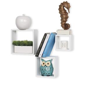Juego de 3 Estantes Flotantes Cuadrados Blancos Modernos para Decoración del Hogar, para Sala de Estar - Product Image 2