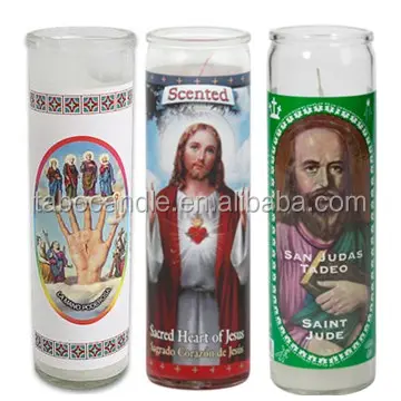 7 day 8 inches glass bottle prayer votive candle/ religious Jesus candle