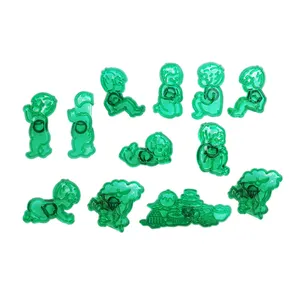 12pcs Food grade Acrylic human girl/boy baby shaped cake decoration cookie stamp impression embosser cutter mold set