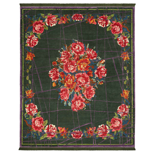 Auditoría de fábrica floral rústico y flecos Borde de olefinas bucle pila alfombra hecha a mano - Product Image 1