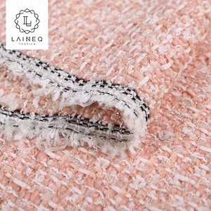 Tissu de manteau en tweed bouclé rose de style français, toucher <span class=keywords><strong>laine</strong></span>, tissé - Product Image 5