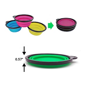 Piring hewan peliharaan Carabiner lipat portabel, mangkuk makanan & kucing anjing & kucing silikon ramah lingkungan dapat dilipat 350ml luar ruangan berkemah perjalanan - Product Image 1