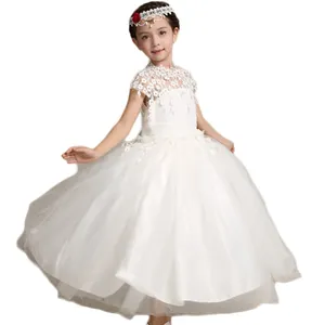 Nieuwe Model Elegante 10 Jarigen Bloem Meisjes Netto Maxi Wedding Party Wear Jurken