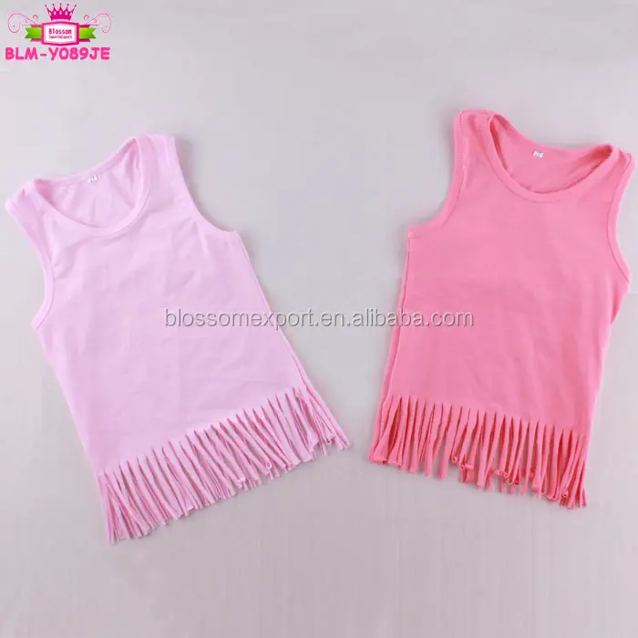 Yaz sevimli genç kız kolsuz çocuklar Fringe tank top T gömlek küçük kızlar pamuk nefes kolsuz püsküllü tişört