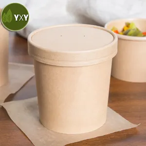 Giá tốt nhất 100% thân thiện với môi kraft giấy súp cup với giấy Nắp
