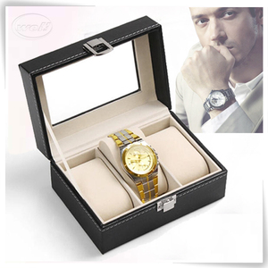 3 <span class=keywords><strong>grille</strong></span> en cuir vitrine verre haut hommes bois regarder box - Product Image 2