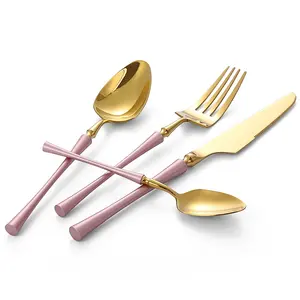 Dinnerware Set Spoon Fork And Knife Wholesale Gold Plated Cutlery Set Stainless Steel