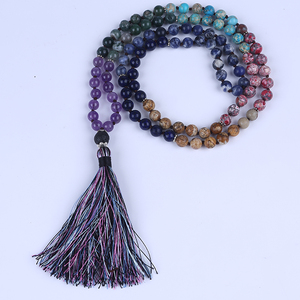 Collar de cuentas de piedra de 108 cuentas, collar de oración budista tibetano Mala - Product Image 2