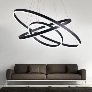 Noir Blanc Couleur lampes suspendues Modernes pour salon salle à manger 3/2/1 Anneaux de Cercle A MENÉ L'éclairage plafonnier luminaires - Product Image 5