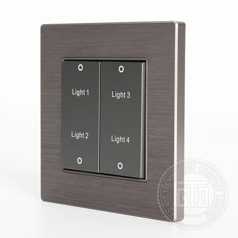 Tecnología de contacto seco Hotel inteligente 4 gang 24V DC control de luz interruptor de botón pulsador