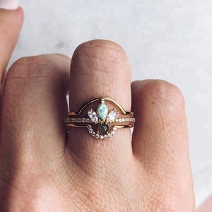 S925 perak murni cincin tumpuk bulan dengan cincin <span class=keywords><strong>opal</strong></span> alami pertunangan untuk wanita - Product Image 4