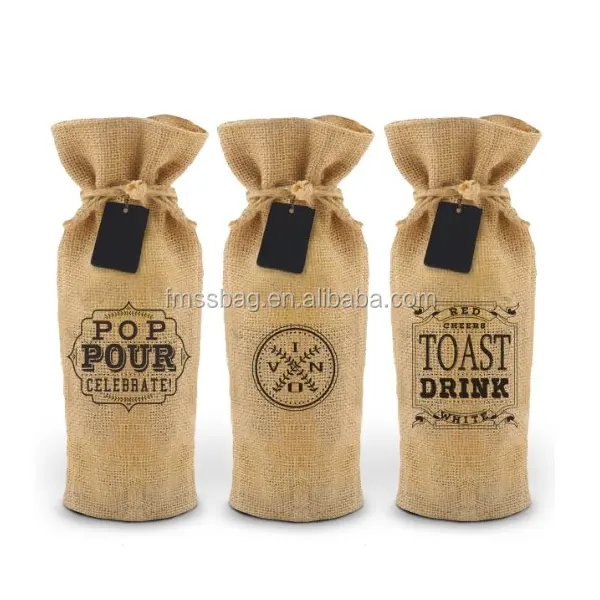 Vente en gros Sac pour bouteille de vin Sacs pour bouteille de vin en jute Sac fourre-tout pour bouteille de vin en jute