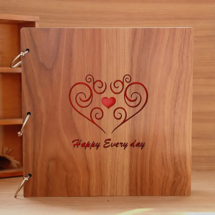 Custom 12 inch wooden cover collection, DIY picture album, hand pasted 30 couples photo album