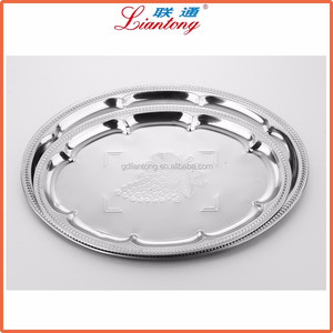 LianTong 20 ans fabrication accessoires de <span class=keywords><strong>cuisine</strong></span> en acier inoxydable <span class=keywords><strong>plateau</strong></span> ovale avec gaufrage <span class=keywords><strong>pour</strong></span> la maison ou à l'hôtel - Product Image 1