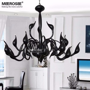 MEEROSEE Moderne Elegante Perle Schwarz <span class=keywords><strong>Swan</strong></span> Kronleuchter Lampe, 24 Arme Schwan Anhänger Beleuchtung SCHWAN - Product Image 6
