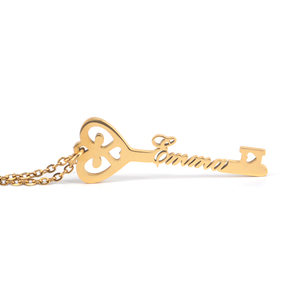 Colgante de llaves personalizado de acero inoxidable chapado en oro de 18k, collar con nombre - Product Image 1