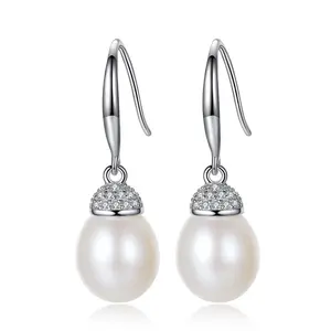 CZCITY Pearl Hook Wedding Zirconia 2024 Trendy Sterling Silver 925 Jewellery Jewelry Woman Earring