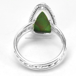 Vert Cuivre Turquoise Gemme 925 Sterling Silver Designer Bague Bijoux Classique Argent Plaqué Bague À La Mode Pour Cadeau Fête - Product Image 3