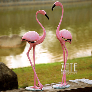 Décoration de jardin rose statue en laiton bronze sculpture de flamingo - Product Image 5