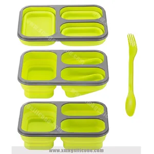 Caixa de almoço dobrável personalizada de silicone, caixa de almoço