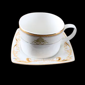 Groothandel Grote Vierkante Koffiekoppen China Vervaardigen Voor Hotel Restaurant Servies Koffie Cup Set