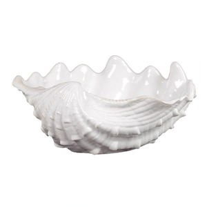 Bol coquillage en céramique blanche, décoratif, tendance urbaine - Product Image 1