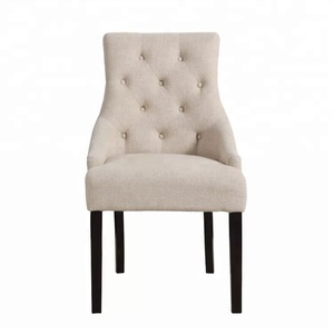Silla <span class=keywords><strong>de</strong></span> <span class=keywords><strong>Comedor</strong></span> Moderna con Respaldo Alto <span class=keywords><strong>de</strong></span> Tela, Respaldo Acolchado con Botones, Estructura <span class=keywords><strong>de</strong></span> Madera Maciza para Muebles del Hogar y Uso en Restaurantes - Product Image 6