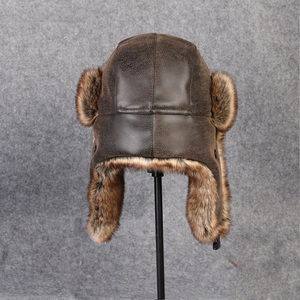 Chapeau en fourrure de <span class=keywords><strong>lapin</strong></span> pour homme, chapeau russe Ushanka, chapeau de trappeur en fourrure, chapeaux d'hiver pour homme - Product Image 4