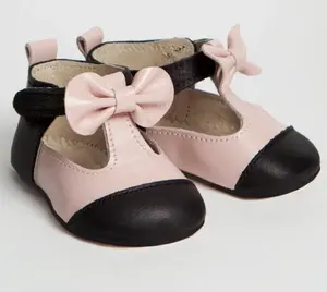नई नवजात शिशु जूते Baby's पहले जूते धनुष स्नीकर्स गाय चमड़े के बच्चे के जूते