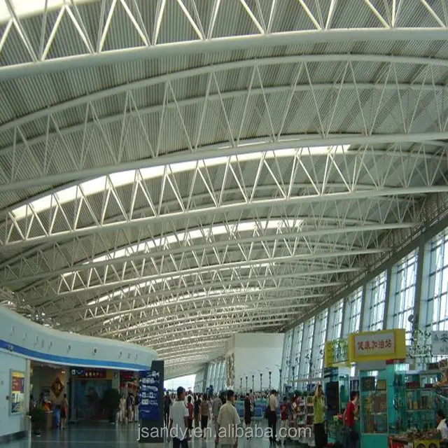 Prefab Galvanized Steel Structure Frame Steel Truss Roof Building For Airport Waiting Hall