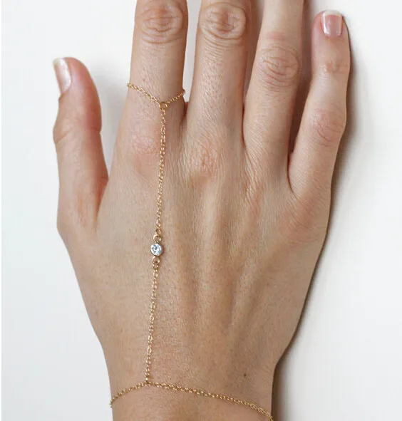 Trending hot sale fashion gold plated crystal arabic ring bracelet
