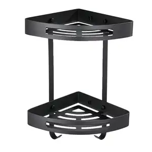 Accessoires de salle de bain noirs en métaux précieux, étagère de rangement murale pliable <span class=keywords><strong>avec</strong></span> cadre perforé pour vasques, double <span class=keywords><strong>angle</strong></span> - Product Image 1