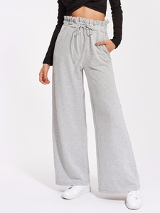 New Arrivals 2020 <strong>Women</strong> Casual High Waist Wide Leg French Terry Palazzo Sweat Pants - Product Image 4