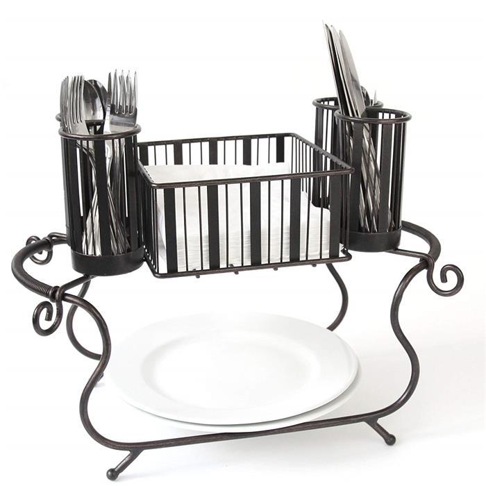 Hotsale Black Metal Stackable Buffet Silverware Caddy