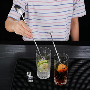 Cuillère à cocktail jetable en acier inoxydable argenté, écologique, avec long manche et motif en spirale, cuillère de <span class=keywords><strong>bar</strong></span> - Product Image 5