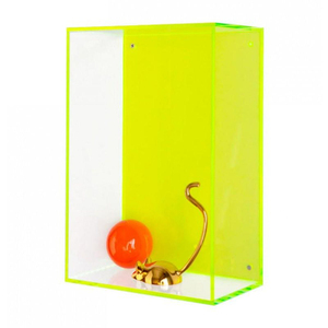 Neon treo Acrylic Beanie bé hiển thị hộp tường Acrylic Bộ sưu tập hiển thị trường hợp huỳnh quang Neon màu vàng bóng hộp - Product Image 1