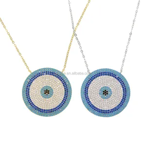 top quality factory cheap big round evil eye pendant necklace for women young girl wedding eye jewelry