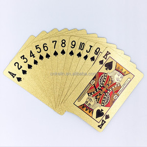 أوراق لعب بوكر فاخرة مقاومة للماء ومتينة مطلية بورق ذهب عيار 24 قيراط مع صندوق خشبي من خشب الماهوجني - Product Image 5