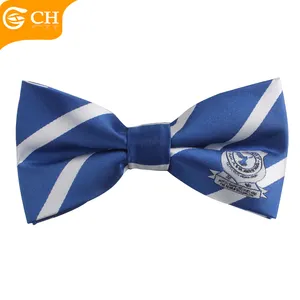 Custom School Uniform Bowtie Polyester Stripe Bow Tie With Your Own Logo