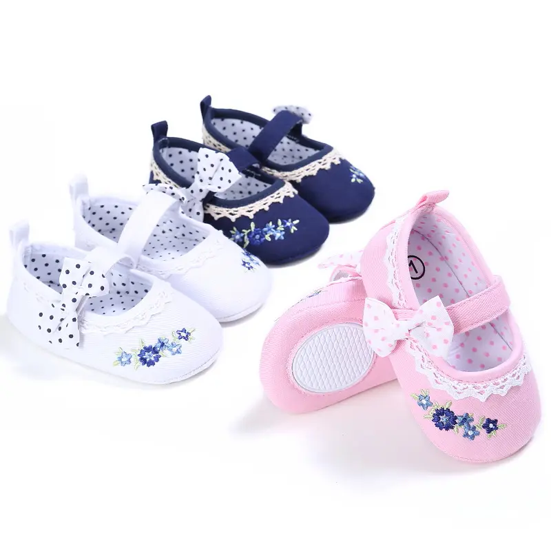 Новый дизайн, цветочный дизайн, маленькая Детская Классическая обувь с бантом в горошек, обувь для младенцев, в наличии