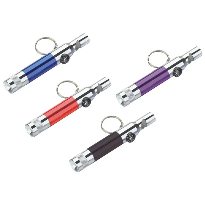 Supply logo printed cheap 1 led mini flashlight whistle compass with keychain